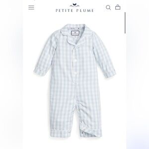 Petit Bateau - Baby's Twill Classic Romper Light Blue Gingham Pajamas 12-18 M